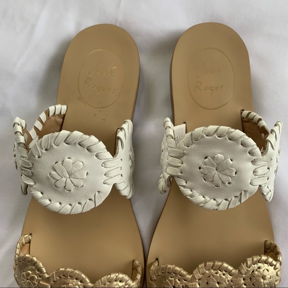 JACK ROGERS White & Gold Lauren Sandal - Picture 5 of 15